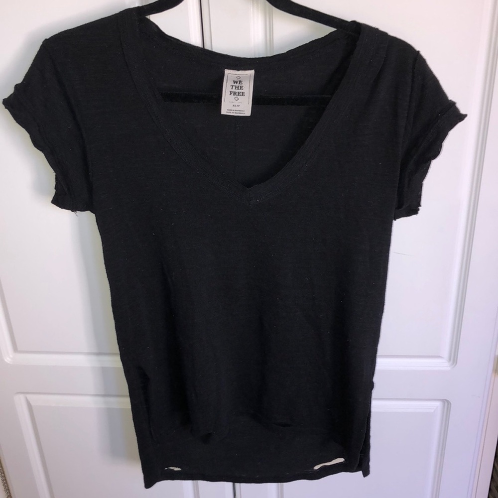 Free People black v neck t shirt